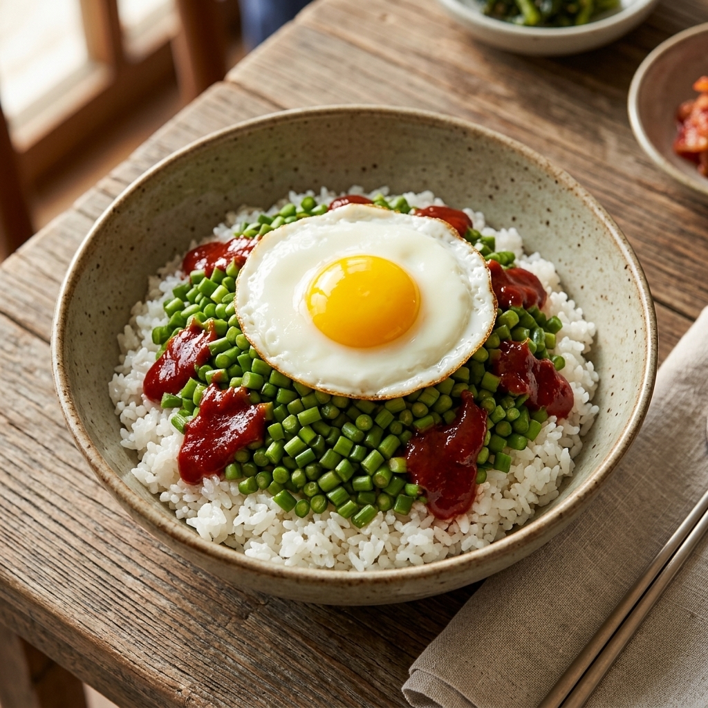 마늘쫑 비빔밥 완성작